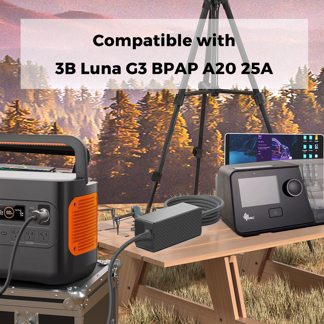 CASIMY 24V DC Car Battery Charger for 3B Luna Model G3 BPAP 25A LG3700 LG3700W A20 LG3600 LG3500 E3922318301 REF 10230444 REF10230444 Luna G3 CPAP BiPAP Machine APD DA-80A24 Power Supply Auto Adapter