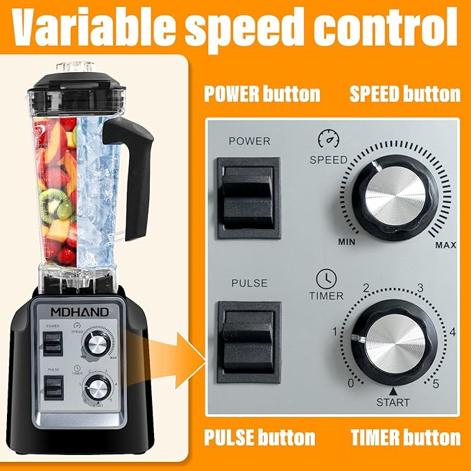 Professional Blender for Smoothies, Powerful 1400W Smoothie Blender, 68oz Large Capacity with 2 To-Go Cups, 6 Stainless Steel Blades, Kitchen Blenders for Smoothies, Ice Crushing & Frozen Fruit
