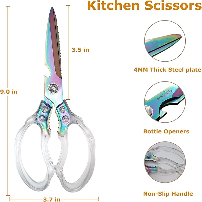 Kitchen Scissors, Heavy Duty Sharp Kitchen Shears Dishwasher Safe, Kitchen Accessories Cooking Shears for Kitchen Meat Chicken Fish Poultry Herb Bread (Blade Gold)