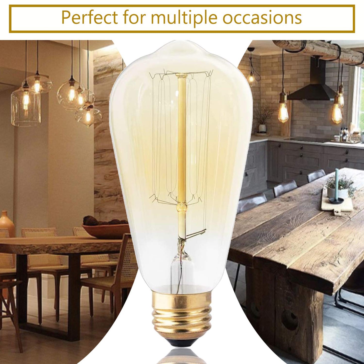 Dsyj Vintage 60W Incandescent Light Bulbs E26 Base Dimmable, Warm White, 252 Lumens, 1 Count, Model Dsyj-515182