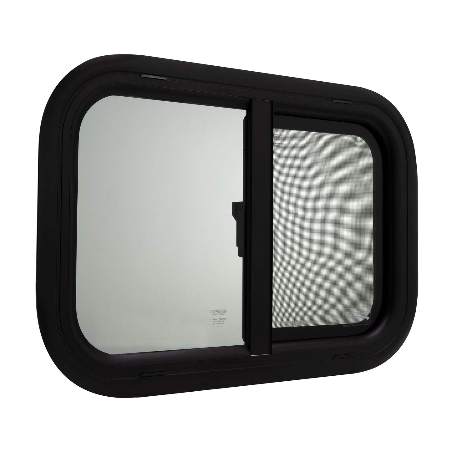 RecPro RV Window Replacement - Teardrop Style, Horizontal Sliding, 21inW x 14inH, Black, Model RP-WIN, Made in USA