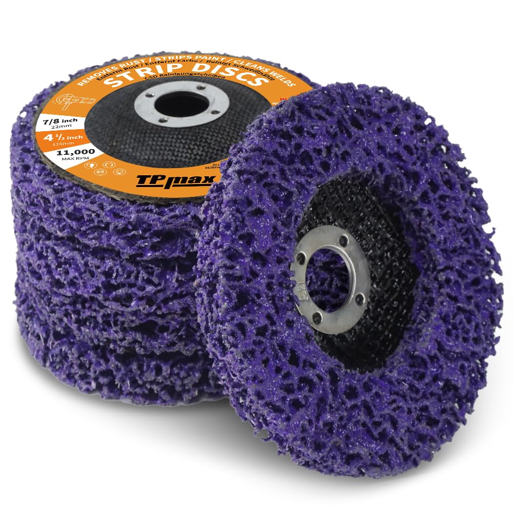 TPmax 4-1/2" x7/8'' Stripping Discs Rust Remover Wheel Remove Paint and Oxidation Poly Strip Wheel Disc Abrasive Angle Grinding Wheel - 5 Pack(Purple)