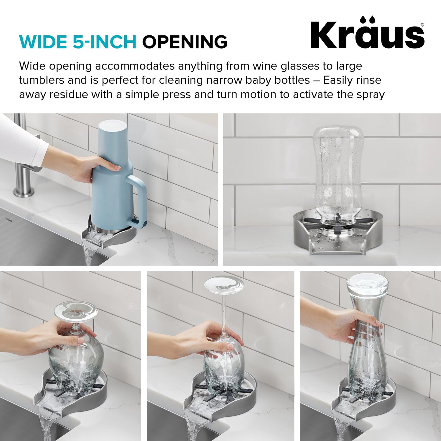 KRAUS CleanMate Glass Rinser for Kitchen Sink in Spot-Free Brushed Brass Color Finish, KGR-500SFBB