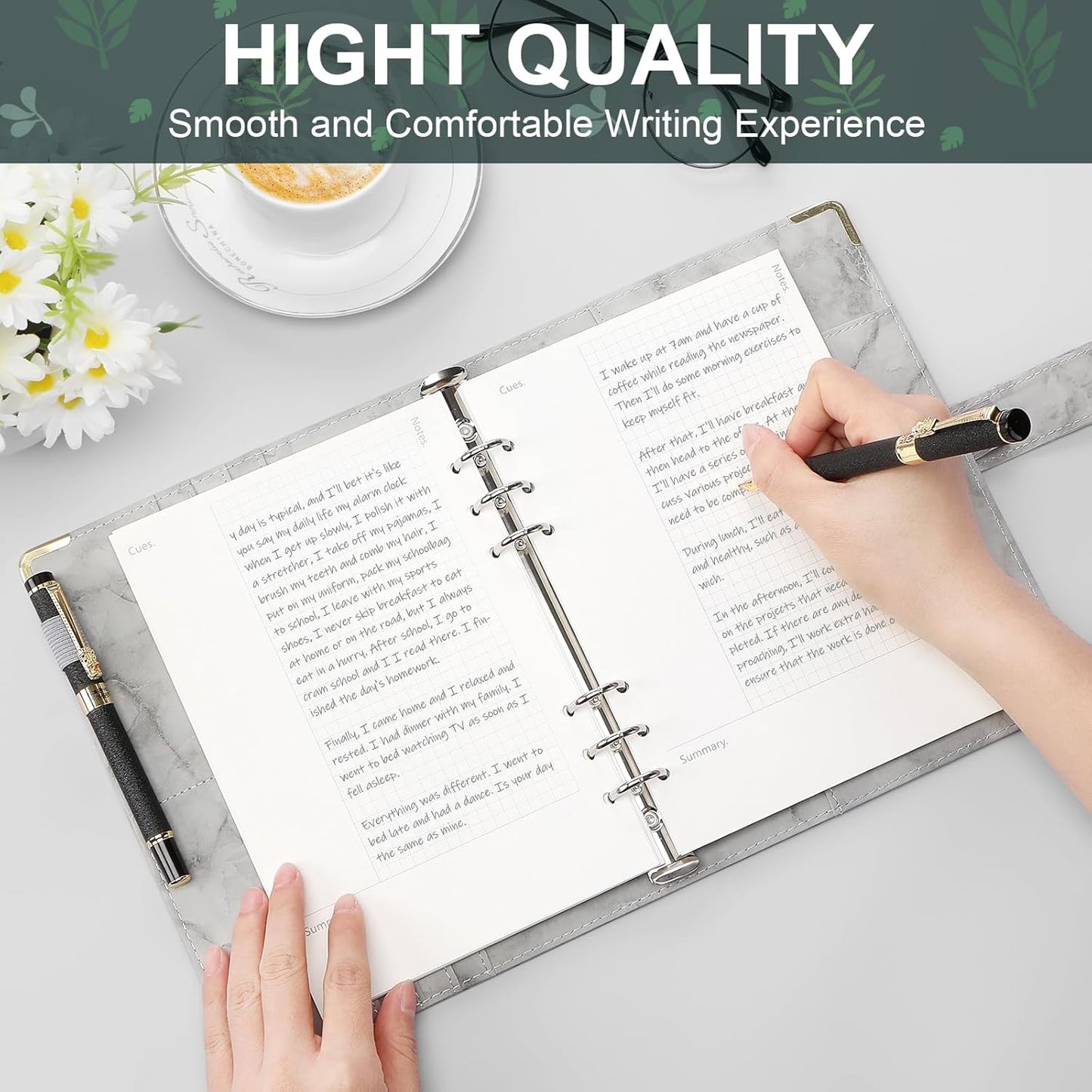 Toplive Cornell A5 Filler Paper, A5 Refill Papers 6 Ring Cornell Notes Loose Leaf Papers, 160 Sheets Refillable Inserts Paper Notes Taking System for Office School College Study