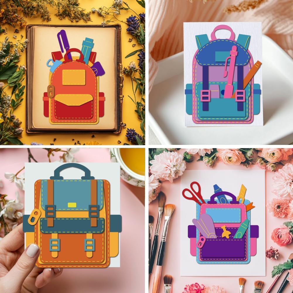 MAYJOYDIY School Bags Metal Die Cuts Student Stationery Cutting Dies Stencil Crayon Stapler Embossing Scrapbooking Cuts Template for DIY Scrapbooking Craft Card Making Album Gift Decor
