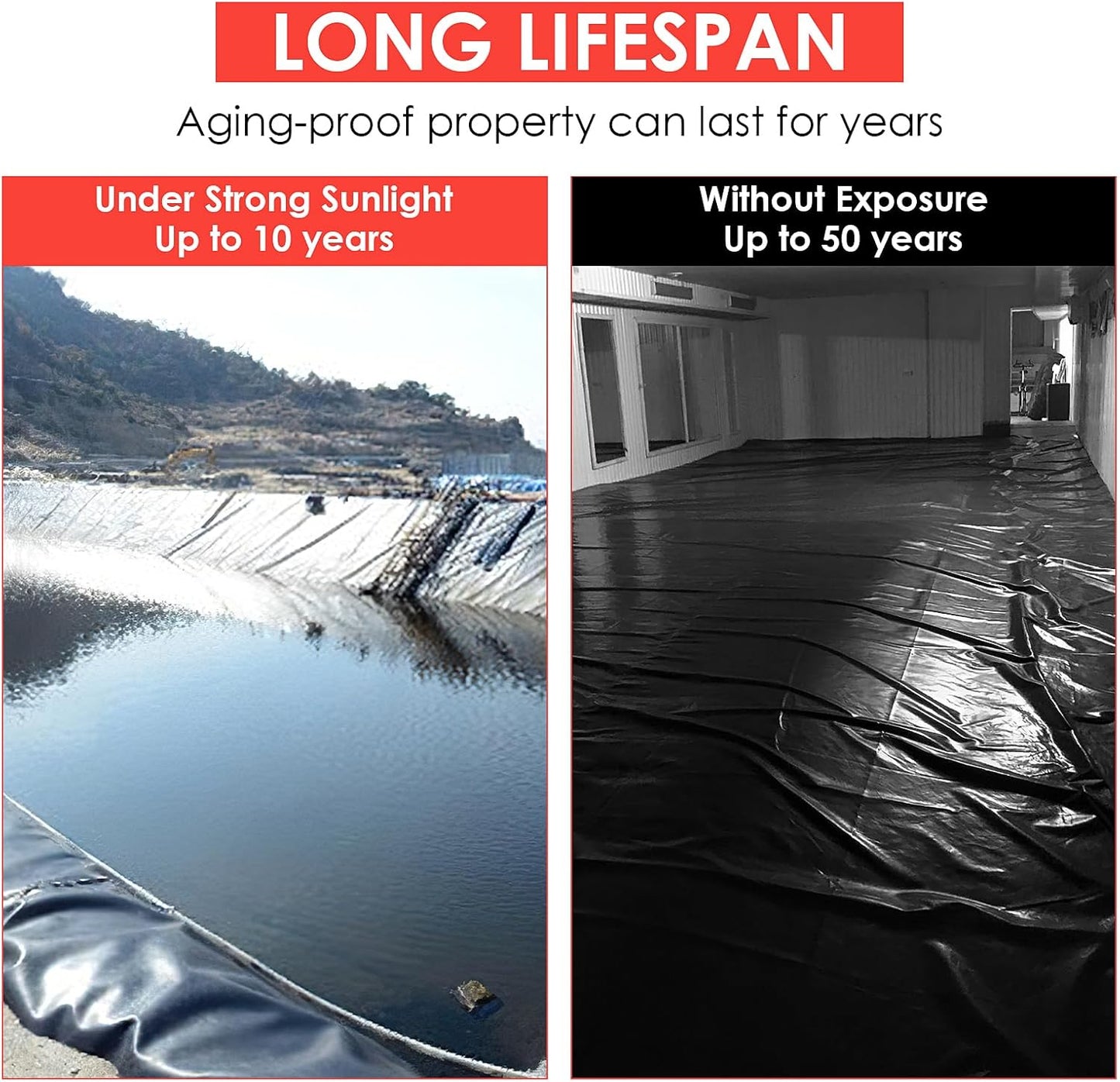 20x25 ft Pond Liner, 20 Mil Thickness, Pliable & Durable LLDEP Material, Easy Cutting & UV Resistant, for Fish or Koi, Features, Waterfall Base, Fountains and Water Gardens