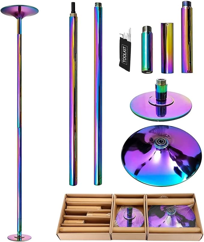 PRIOR FITNESS Premium Dance Pole Removable 45mm Spinning & Static Dancing Pole Heavy-Duty Steel Pole Dancing Pole, Adjusta...