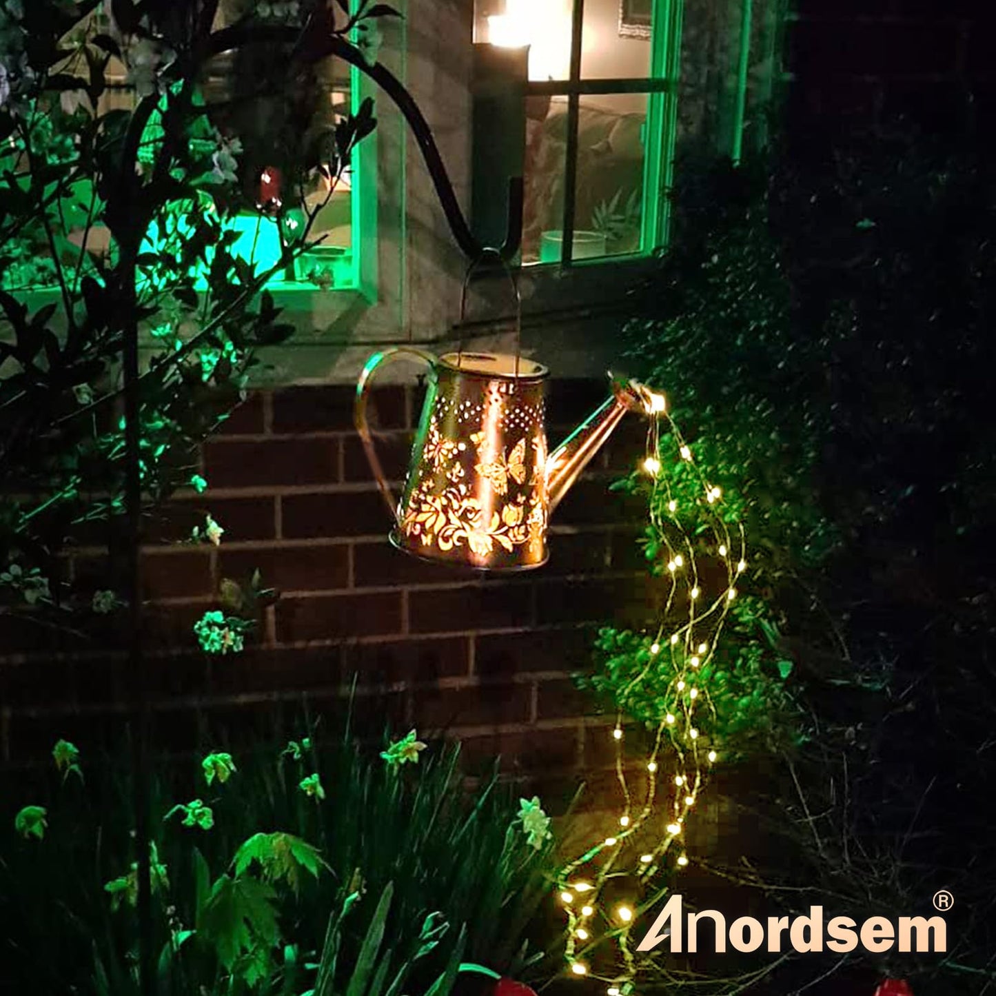 Anordsem Solar Watering Can Lights - Butterfly Hanging Lanterns, Waterproof Decor For Garden, Patio, Christmas Gifts For Women, Model W52