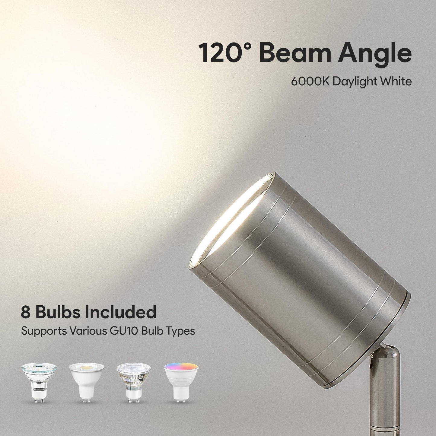 Vonluce 8 Light Track Light Fixture  Led Track Lighting Kit With Rotatable Heads  3-Color Gu10 Bulbs Included  Modern Ceiling Spotlight For Kitchen Office Closet Studio Bedroom  Nickel