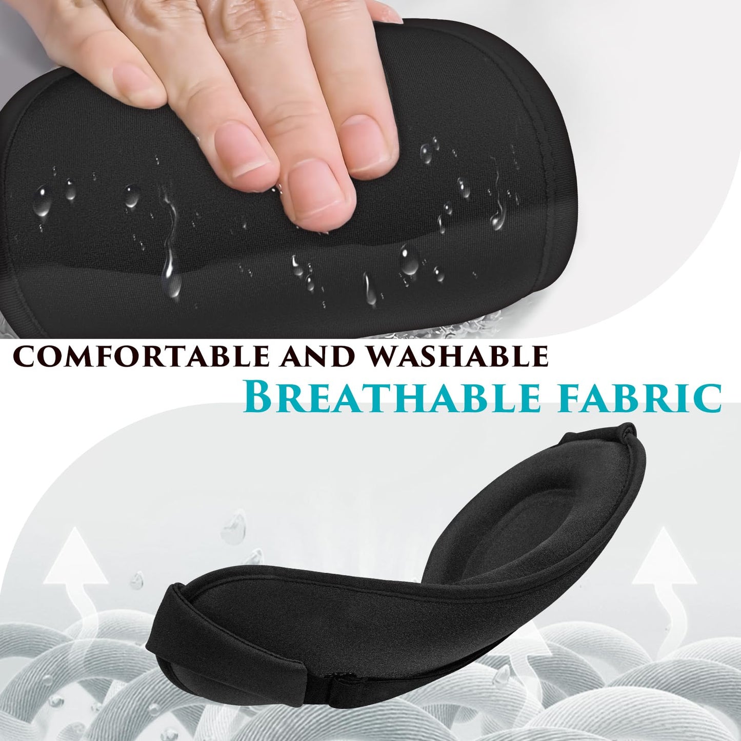 Weighted Eye Mask Cover for Sleeping - Eye Masks for Sleep with Adjustable Strap, Lash Extension Eye Covers for Women Men, 3D Contoured, Plane Travel Essentials, Blindfold for Meditation (Black)