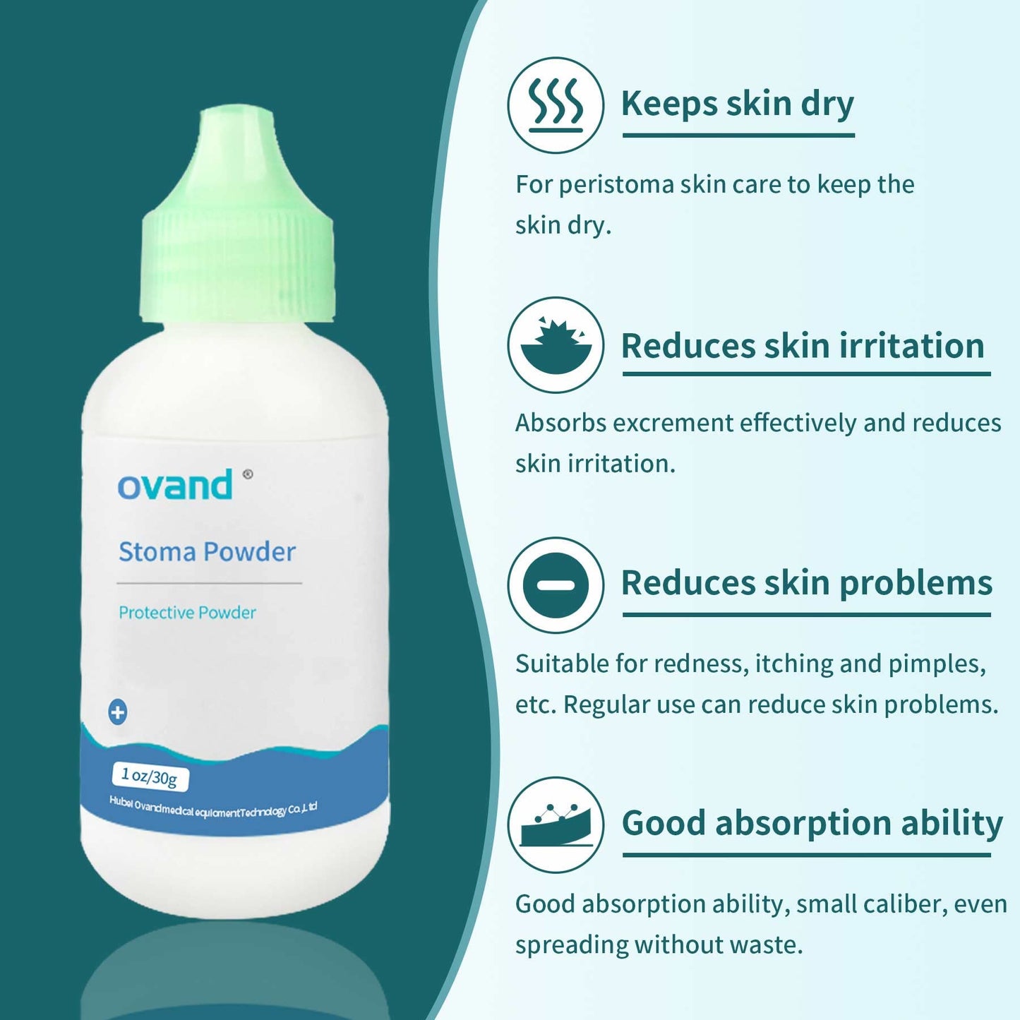 ovand Stoma Powder,Skin Barrier Protection Ostomy Powder Supplies - Stoma Adhesive Powder,1 oz (2 Bottles)