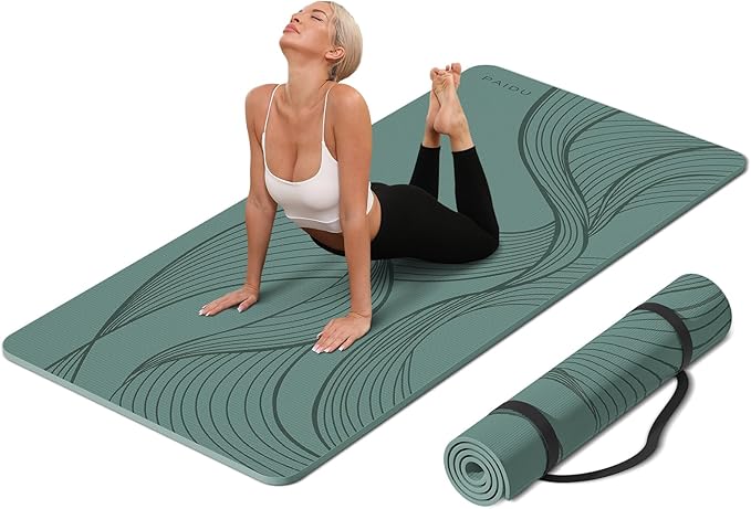PAIDU Large Yoga Mat-72’x36’x0.4’ Extra Width ＆ Thick,Comfortable,Non-Slip Exercise Mat-Works Great on All Floor for Stret...