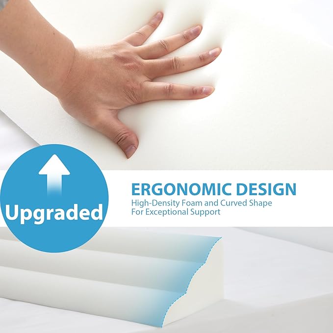 King Bed Wedge Pillow for Headboard, Foam Pillow Wedge for Headboard Gap, Mattress Bed Gap Filler King, Triangle Pillow Wedge, Anti-slip Bed Crack Pillow Space Filler King (76"×10"×6") White