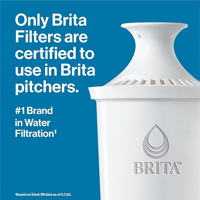 Brita Large Water Filter Pitcher for Tap and Drinking Water with SmartLight Filter Change Indicator, Includes 1 Standard Filter, BPA-Free, Lasts 2 Months, 10-Cup Capacity, Bright White