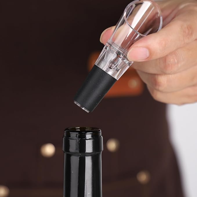 Air Pressure Pump Bottle Opener With Wine Pour Spout,Funny And Effortlessly Wine Opener+Efficient And Lightweight Wine Aerator Pourers,Great For Wine Lovers, Black (3)