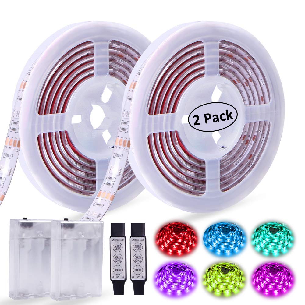 XYOP LED Strip Lights, Battery Operated RGB, 13.2FT/4M, 3 Keys Controller, Model XP-LED12-3J2P