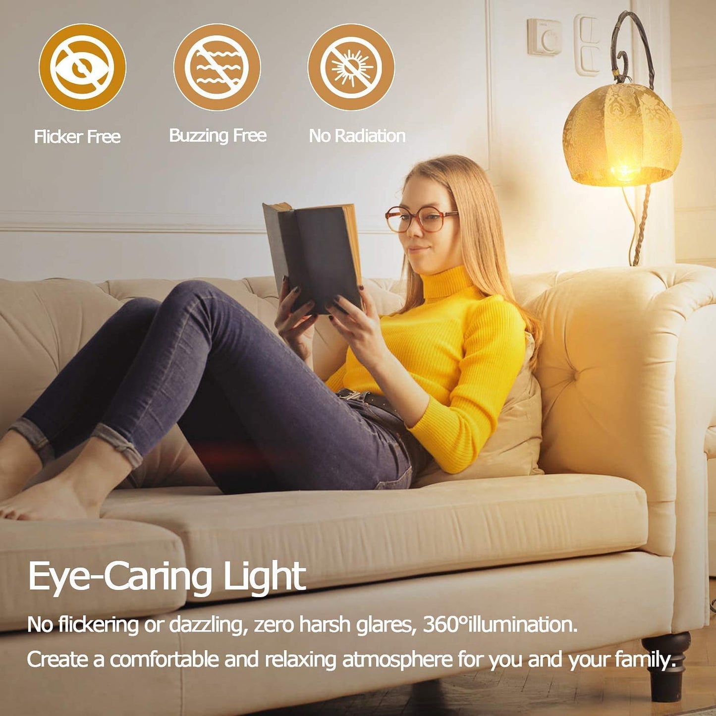 XININSUN T6 LED Bulb 40W Candelabra Dimmable Warm White Frosted Glass 6 Pack E12 Vintage Tube 2700K