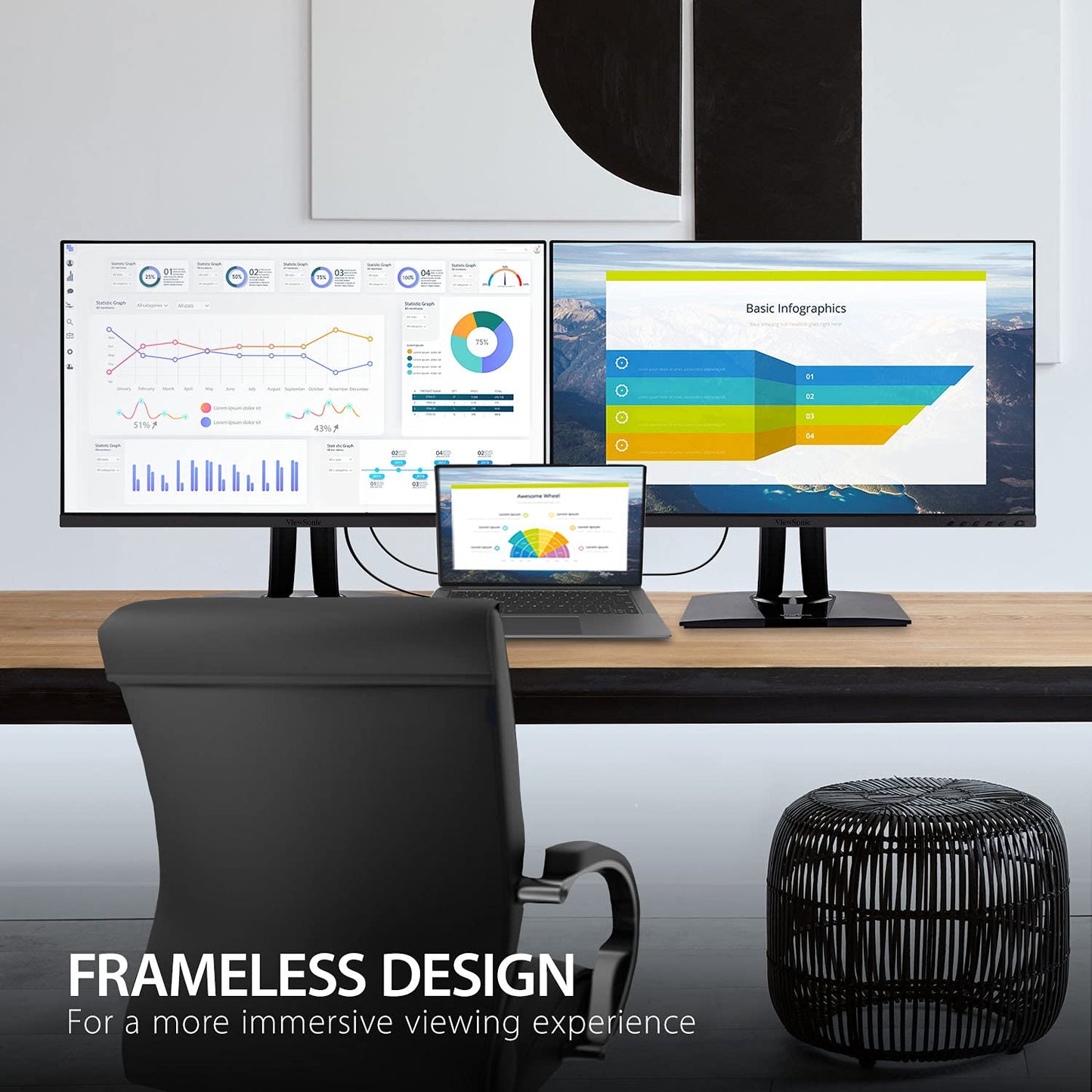 Viewsonic Vp2756-2K 27 Inch Ips 1440P Ergonomic Monitor With Ultra-Thin Bezels, Color Accuracy, Pantone Validated, 60W Usb C