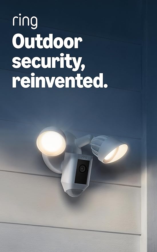 Ring Floodlight Cam Wired Plus (newest model), Outdoor home or business security with motion-activated 1080p HD video and ...