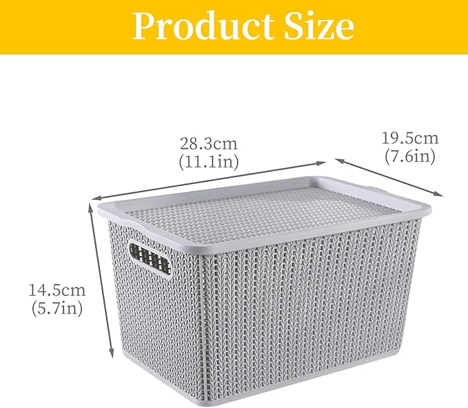 Egg Collecting Basket,Fresh Egg Holder Countertop with Lid,Farmhouse Weave Chicken Eggs Baskets,Large Capacity Eggs Gathering Storage,Plastic Storage Box with Handle Pantry Kitchen Organizer