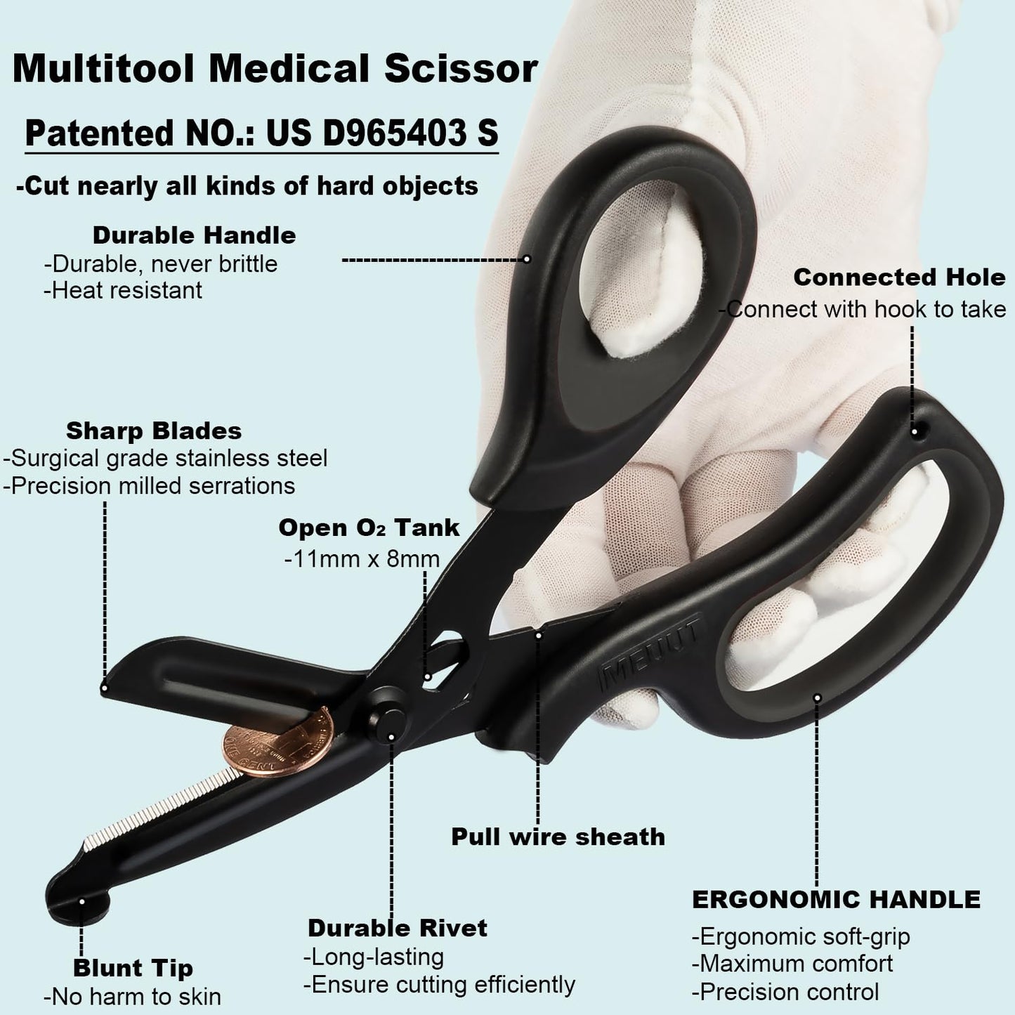 MEUUT 2 Pack Medical Scissors Trauma Shears for Left and Right Hand -Patented Bandage Scissors All Purpose with Non-Stick Blades, Surgical Grade Shears Stainless Steel EMT Scissors for Nurses EMT