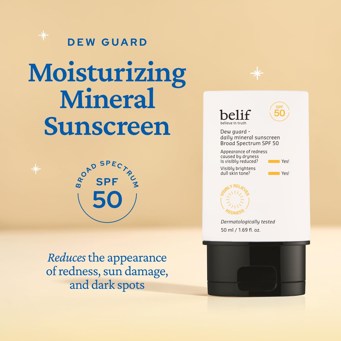 belif Dew Guard - Daily Mineral sun SPF 50 Hydrating Niacinamide Sunscreen (1.69 fl. oz) - Daily Broad Spectrum, Reduces Redness