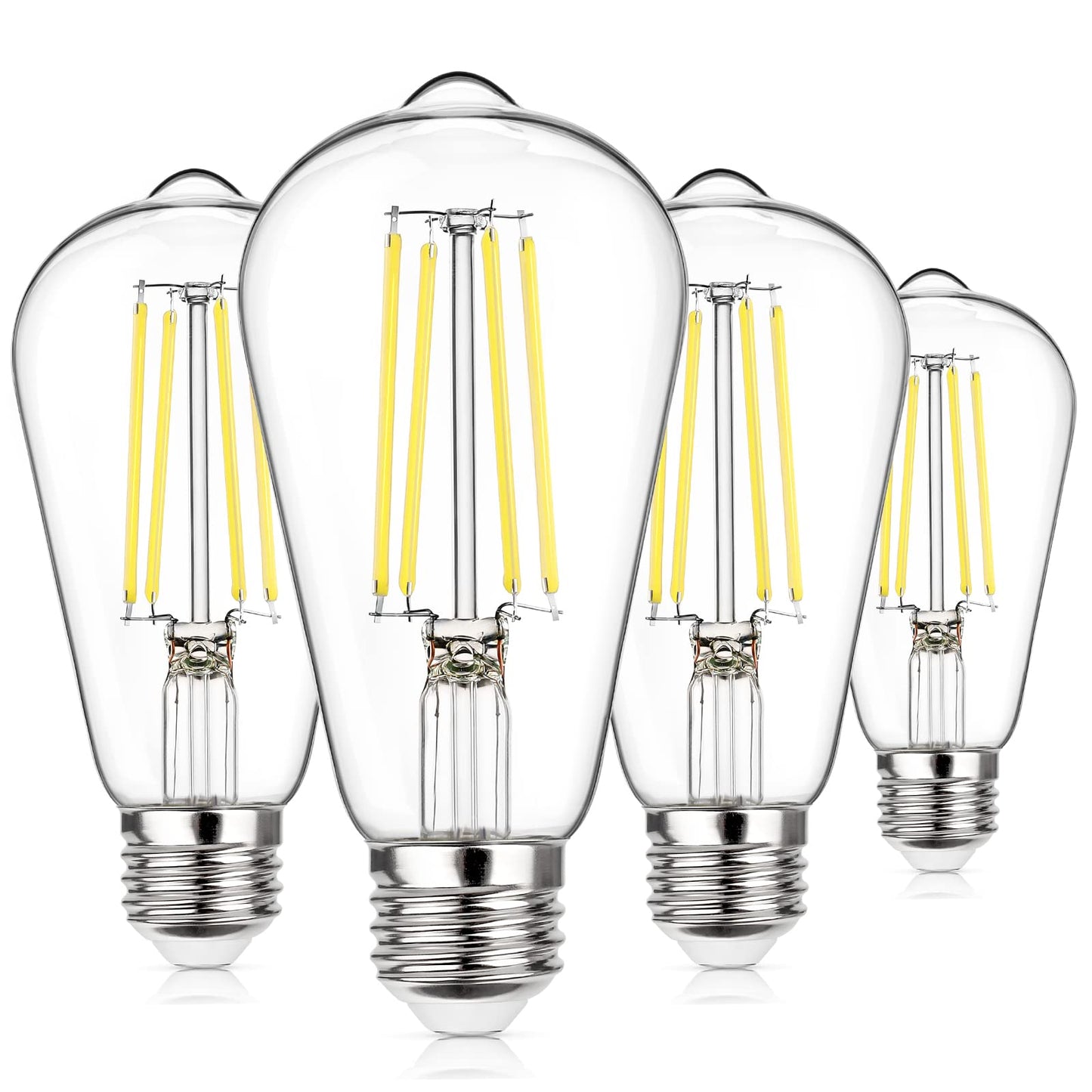 MAXvolador 4 Pack Vintage LED Edison Bulbs 60W Equivalent, Dimmable Led Light Bulbs 850LM High Brightness, 5000K Daylight White, E26 Base ST58 LED Filament Bulbs, Clear Glass