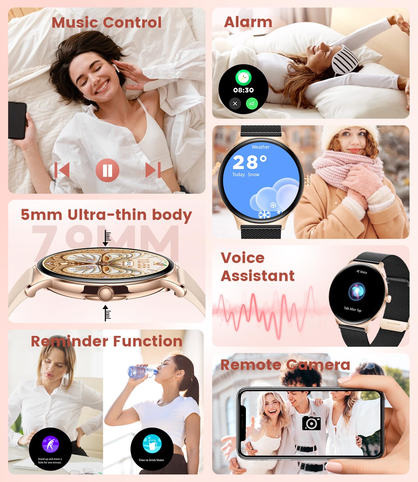 BENYAR SMART Smart Watches for Women, 1.43" AMOLED Screen Bluetooth Call Smartwatch, 120+ Sports Modes Fitness Tracker, Blood Oxygen Heart Rate Sleep Monitor for Android iOS Black Gold 2025