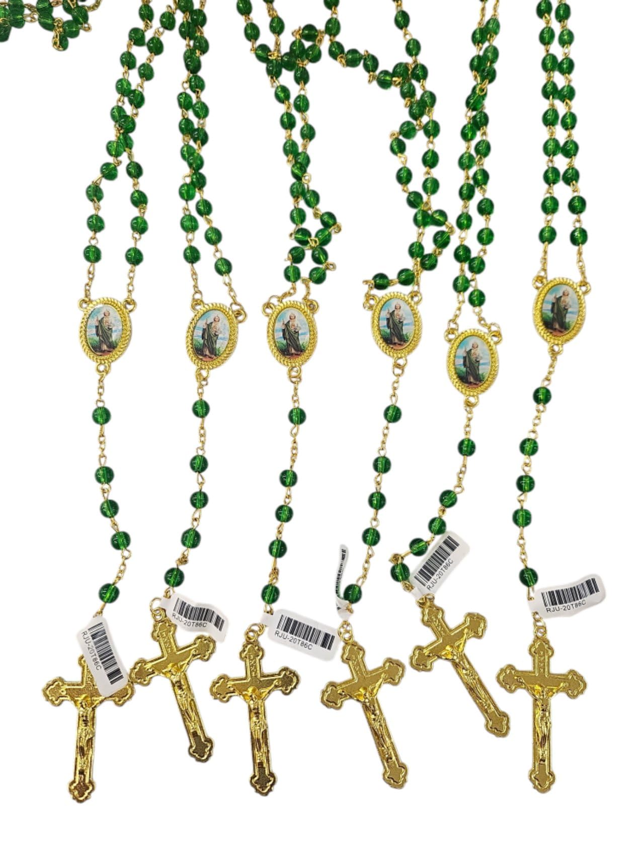 CLGIFT 12 Pcs Saint St. Jude Baptism Party Favors Green Gifts Recuerdos Bautizo San Judas Tadeo Baptism Memorial Favors (Glass R