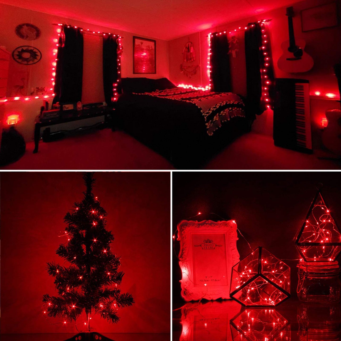 Ruichen Plug In Fairy Lights With Switch  Waterproof 33 Ft 100 Led Silver Wire Starry String Firefly Lights For Christmas  MotherS Day  Thanksgiving  Parties  Ceiling  Vases  Craft  Red
