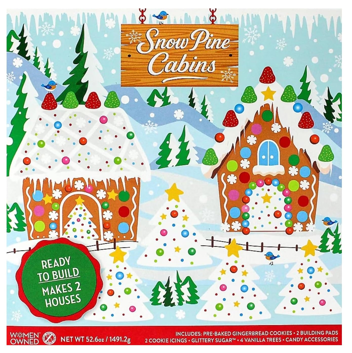 DIY Easy Build Gingerbread House Christmas Cookie Decorating Kit 2-Pack - Ready-to-Build Holiday Houses with Icing & Candy (52.6 Ounce)