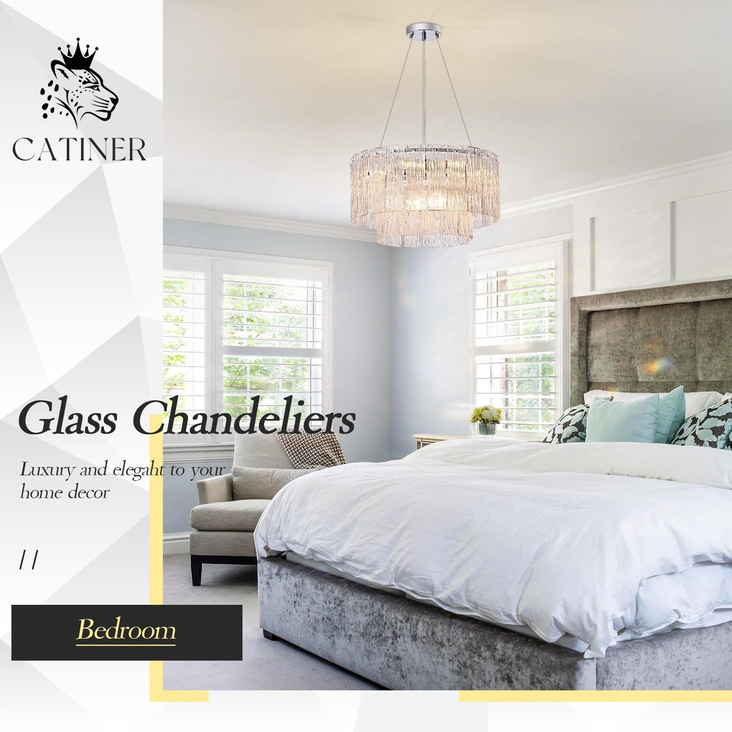 Modern Chrome Chandeliers  20  7-Light Crystal Glass Ceiling Pendant Light Fixtures stylish Round Chandelier 2 Tiers Hanging Lighting For Dining Room Foyer Living Room Bedroom