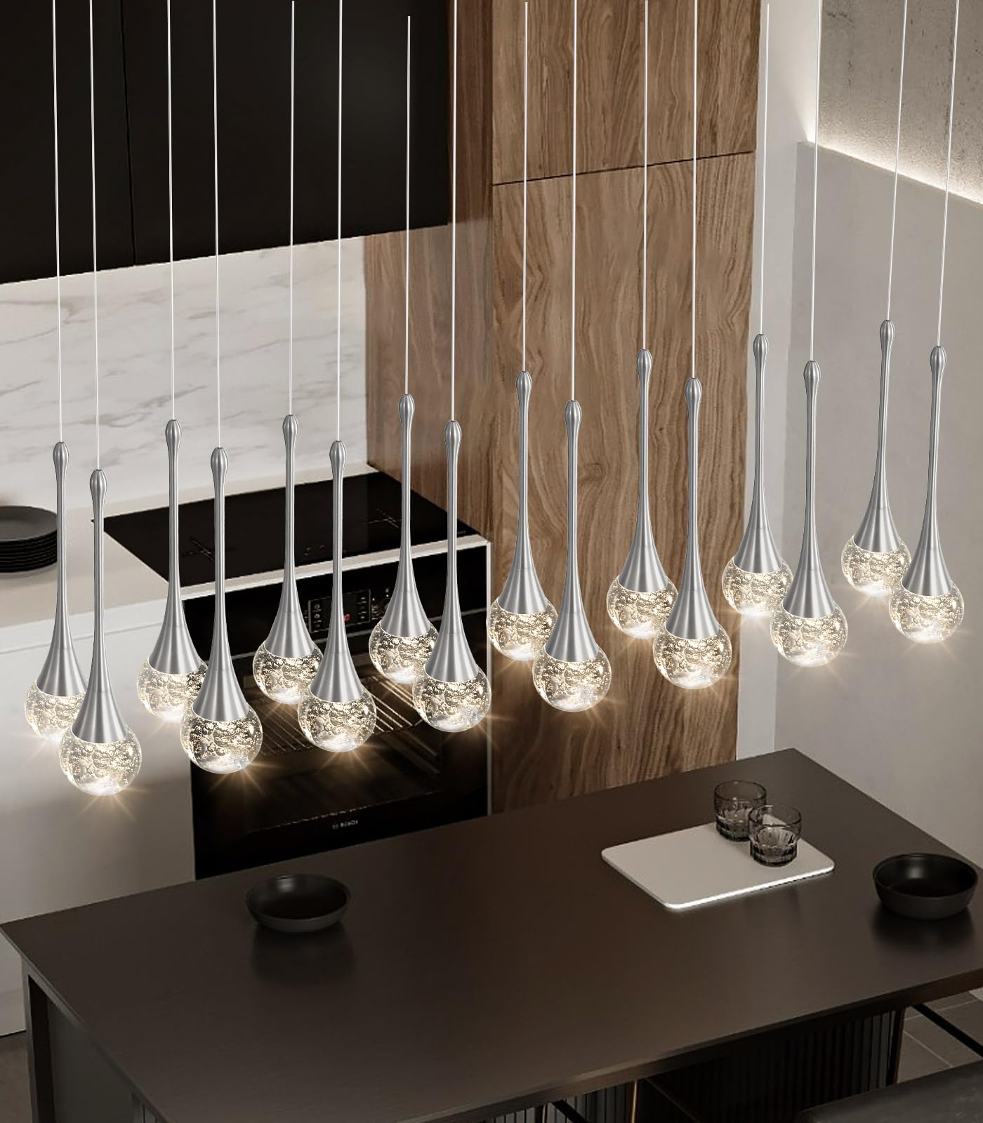 16 Lights Modern Glam Crystal Chandelier For High Ceiling Led Dimmable Pendant Light For Staircase Foyer Enterway Living Room Chandelier Lighting Silver