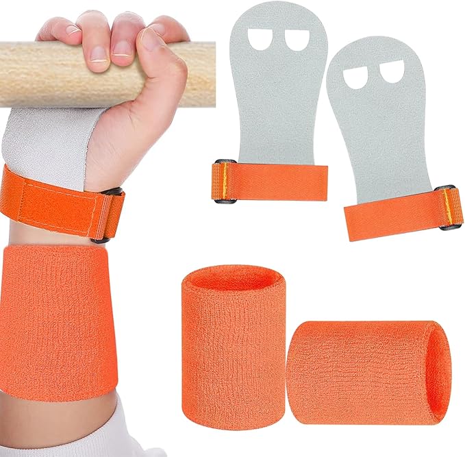 heqxwl 2PCS Gymnastics Hand Grips Gloves Wristbands, Gymnastic Hand Grips Gymnastic Bar Palm Protection and Wrist Support ...