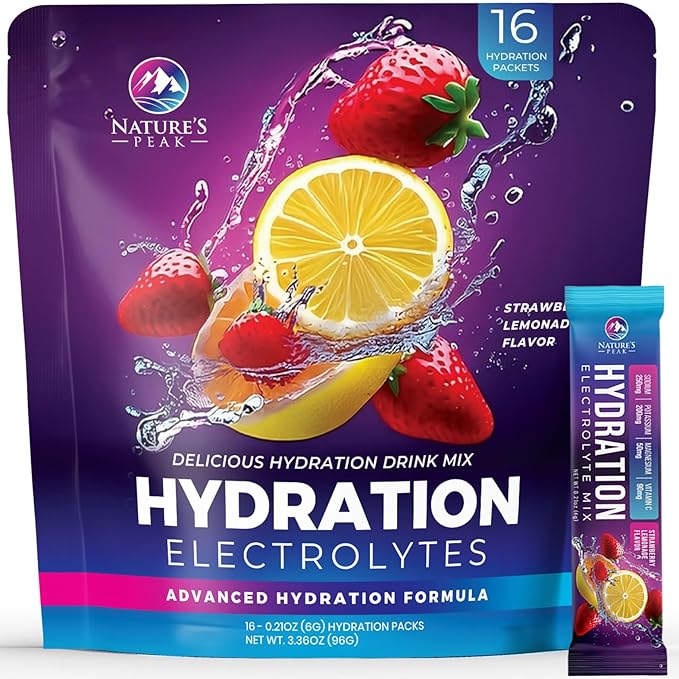 Electrolyte Hydration Packets - Best Electrolytes Drink Mix - Sugar Free Formula with Sodium, Potassium, Magnesium, Zinc &...