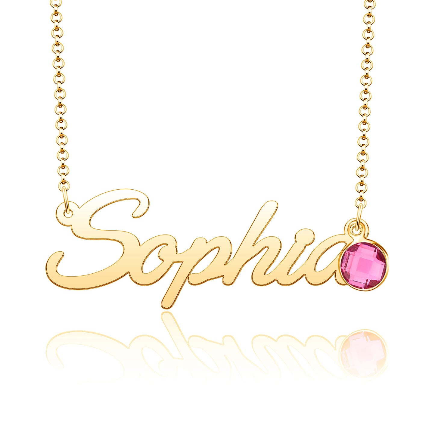 Roy Lopez Custom Name Necklace Personalized 18K Gold Plated Name Necklace with Birthstone Customized Necklace Gift for Women