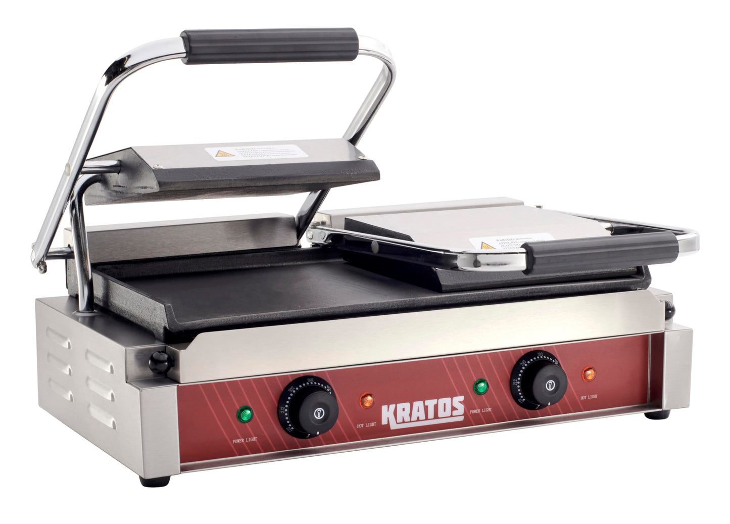 Kratos Commercial Electric Panini Sandwich Grill with Smooth Plates, 18.7"x9" Cooking Surface, Commercial Countertop Panini Press, 120V, 3500W (29Y-024)