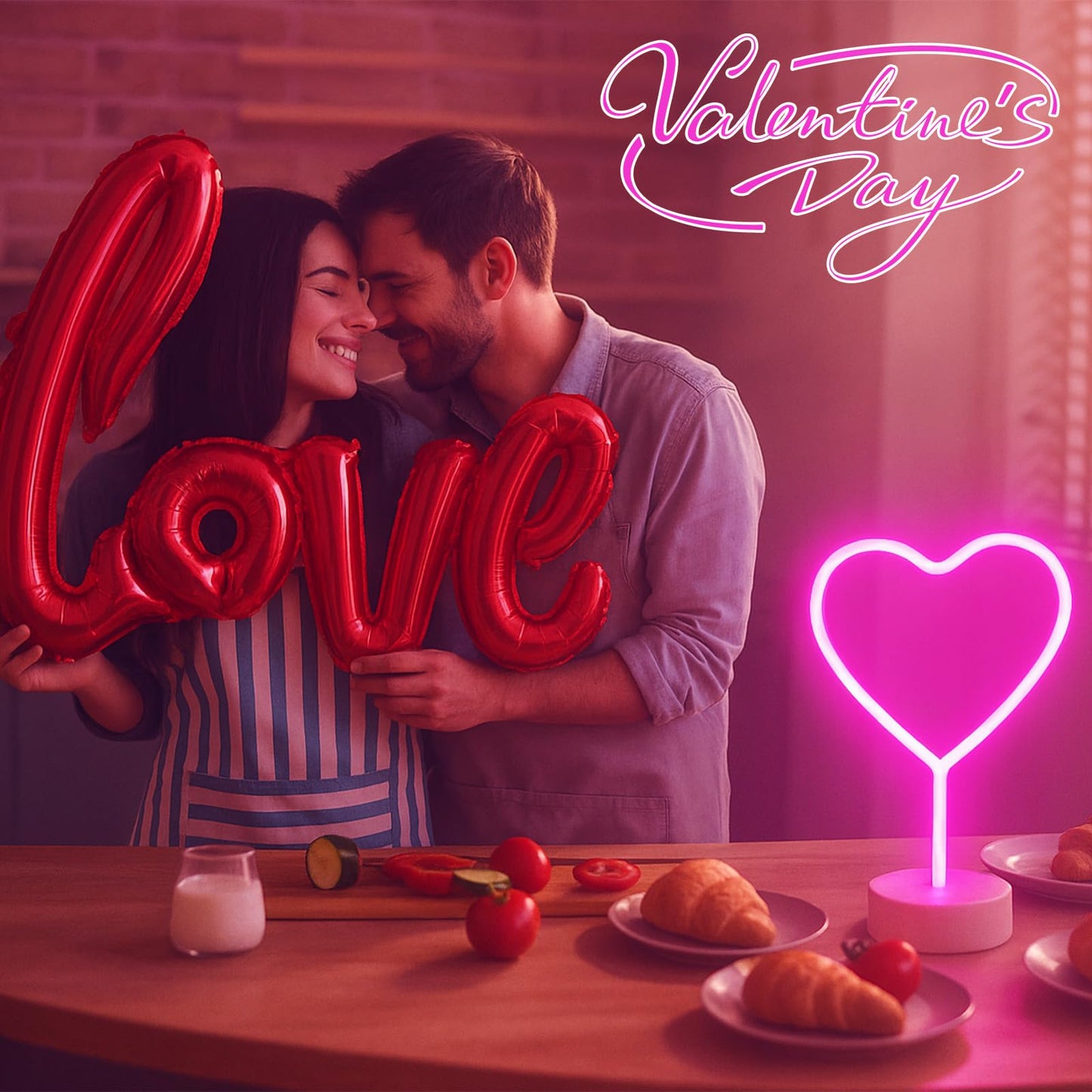 Pink Heart Neon Sign  2 Pack Led Neon Light Battery Operated Or Usb Powered Lamp Valentines Day  Table Decorations Lights For Room Dorm Wedding Anniversary Bedroom Classroom Decor