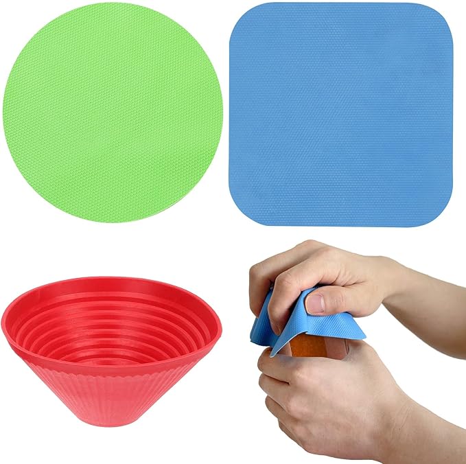 Jar Opener Gripper Pad, 3 Pcs Rubber Jar Opener Grippers Lid Opener Bottle Openers for Seniors Weak Hands Reusable for Most Bottles
