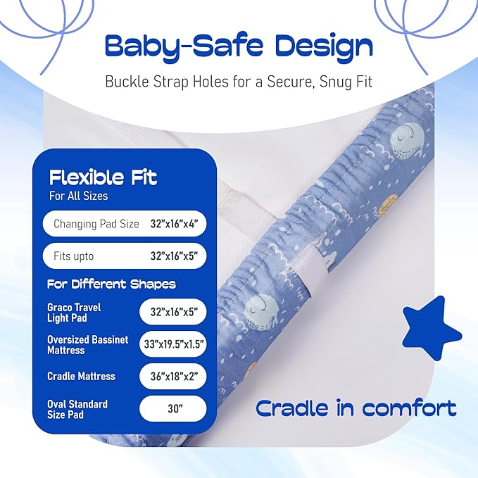 100% Muslin Changing Pad Cover Ultra Soft, Breathable, Secure Fit, Fade-Resistant Prints for Boys and Girls (Pack 2)