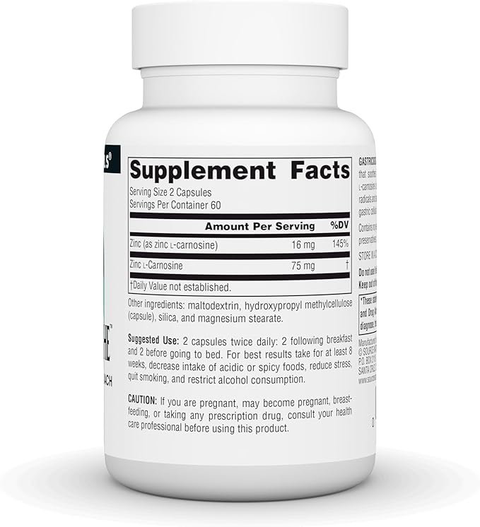 Source Naturals GastricSoothe Zinc L-Carnosine* - 120 Veggie Caps