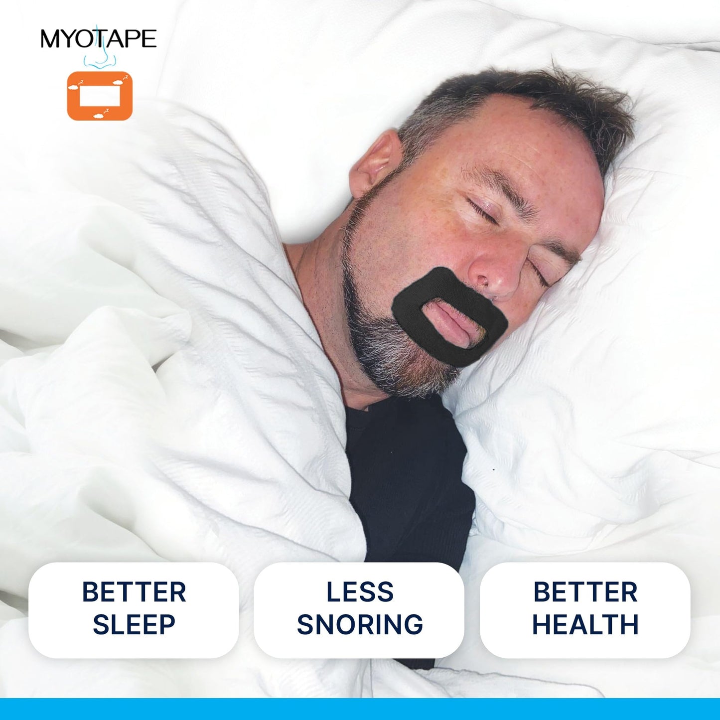 MyoTape - Sleep Tape for Beards - 90 Nights - Reduce Snoring - Improve Sleep - Promote Nasal Breathing - Extra Strong Adhesive - Comfortable & Gentle