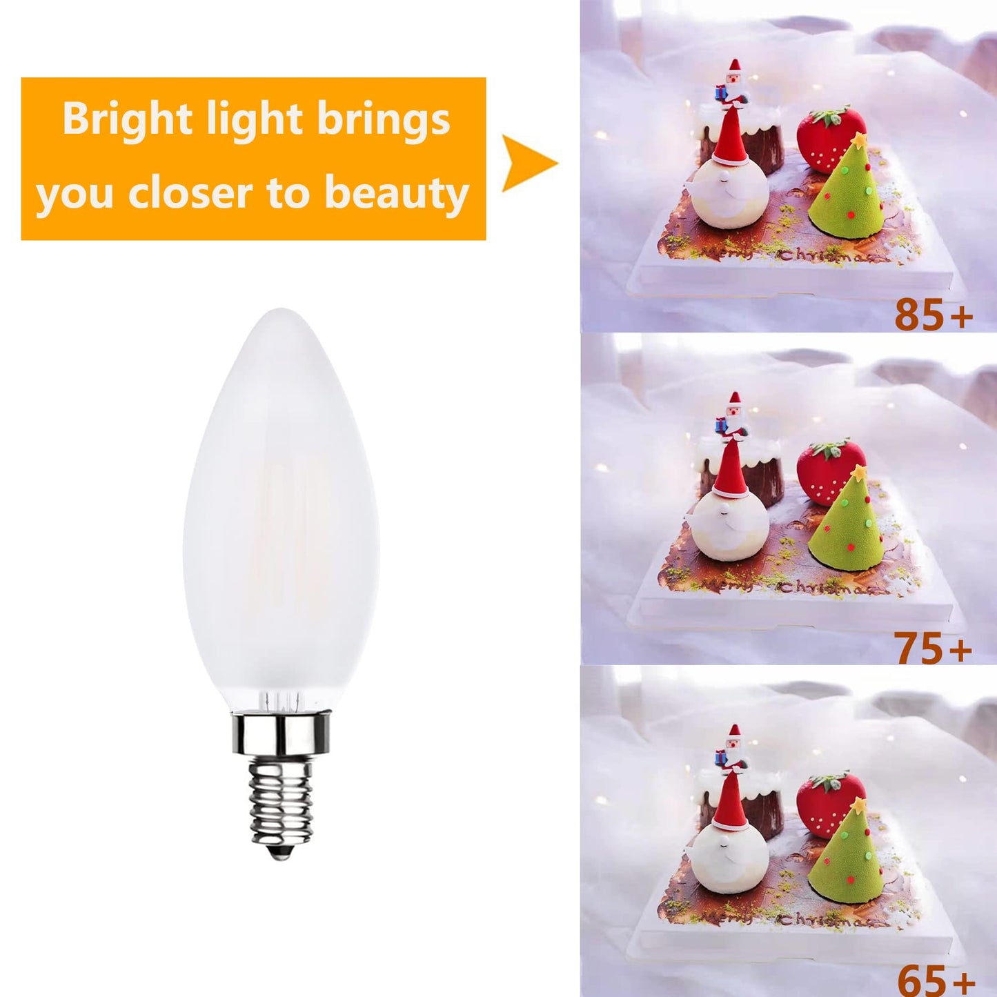 Sunaiony Frosted LED Candelabra Bulbs 6W 3000K Dimmable E12 8 Pack B11 Frosted Glass