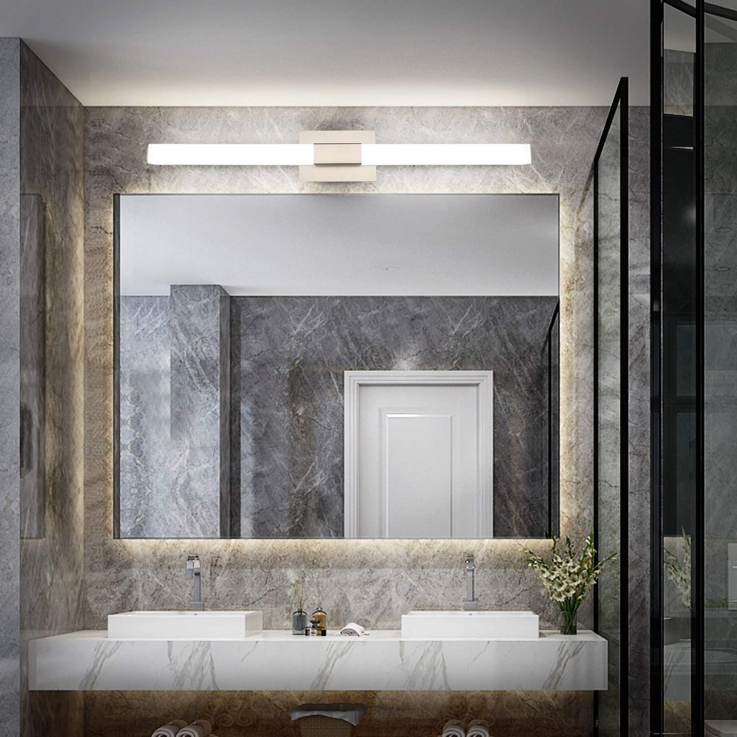 ZUZITO Modern LED Vanity Light Bar - 40 inch Brushed Nickel Bathroom Lighting Fixture - Model S16001-1000mm 6000K