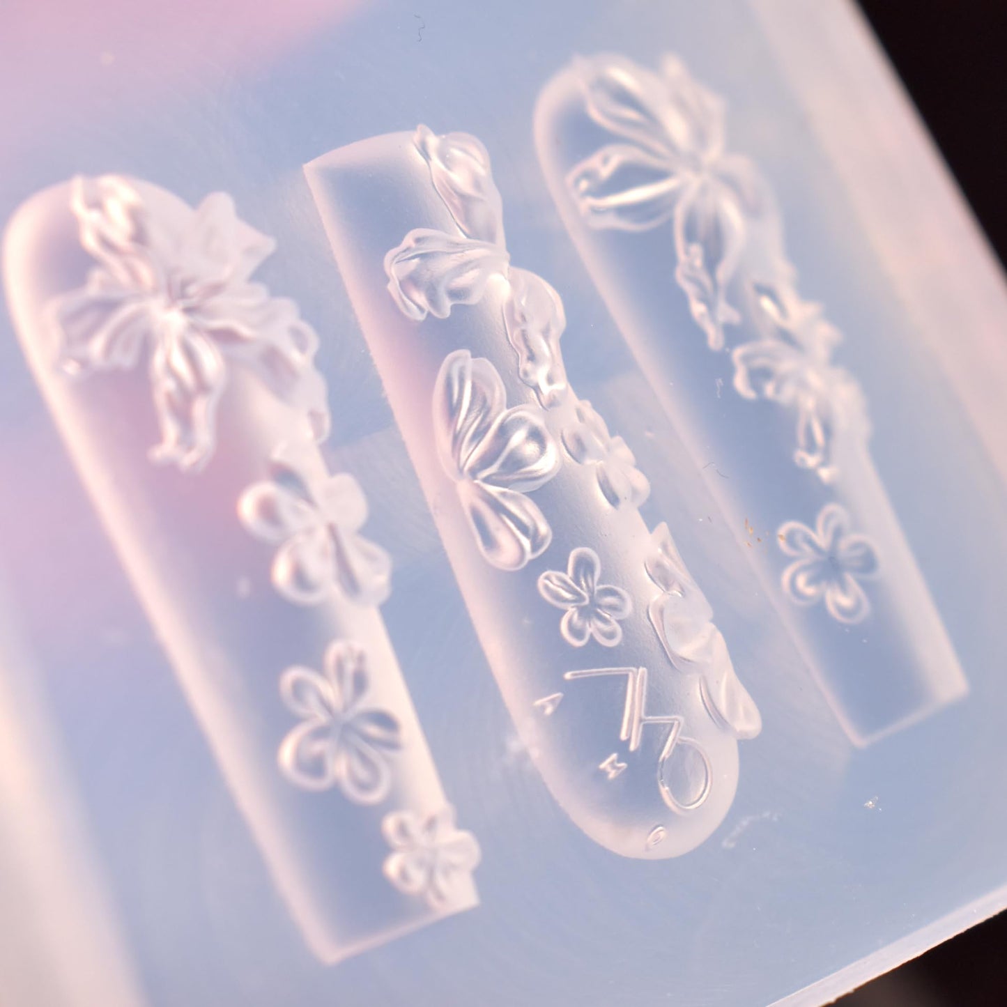 LIFOOST 3D Flowers Nail Mold Silicone Nail Tools Flower Nail Charms Resin Molds Nail Art Floral Carving Template for Resin Acces