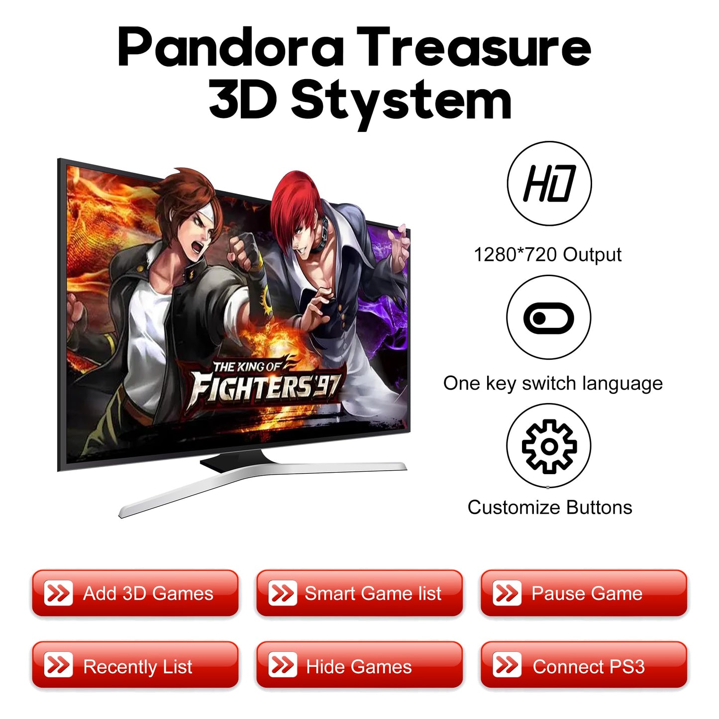 Pandora Box Arcade Game Console 32000 Games Pre-Install,Retro Game Machine for TV PC Projector, Supports Up to 4 Players, Full HD Output,, Search, Save, Hide, Favorites List