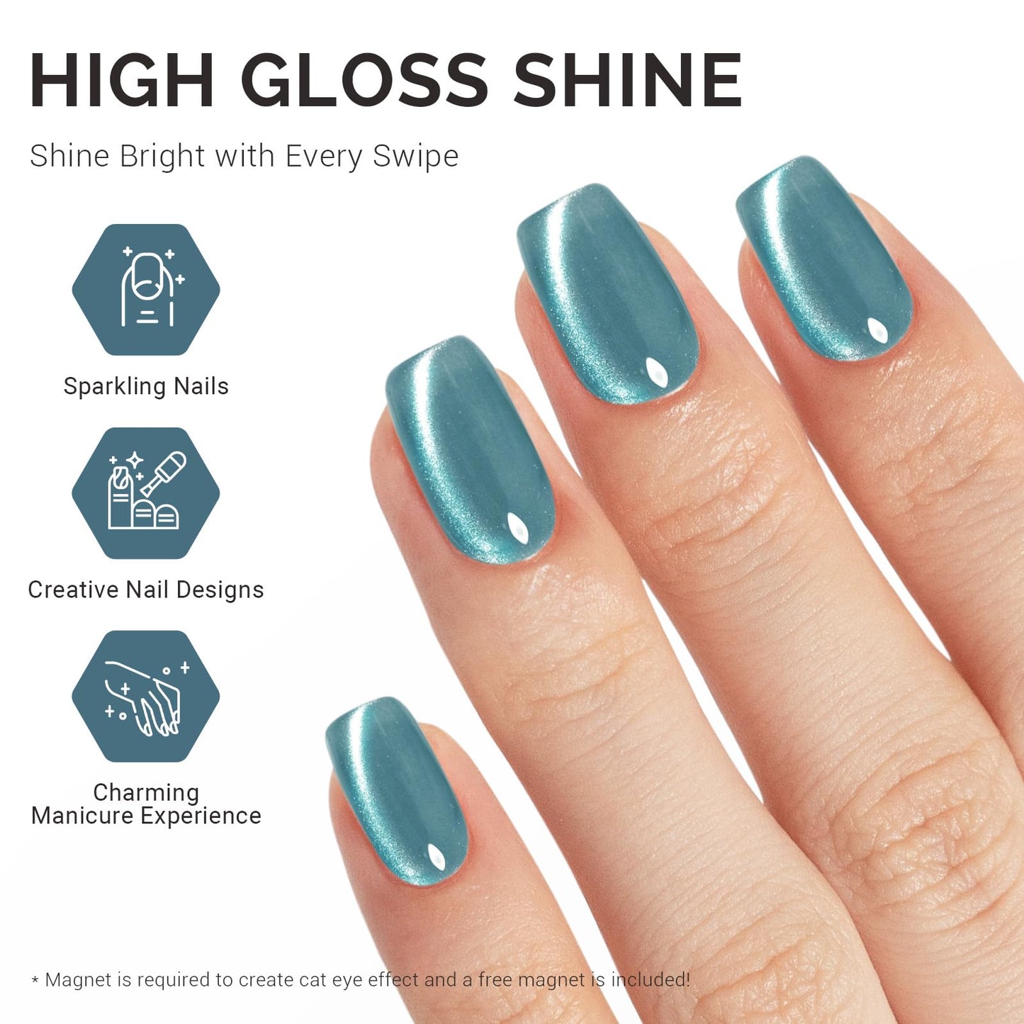MelodySusie Silky Cat Eye Gel Nail Polish, Mermaid Blue Glitter Holographic Magnetic Nail Polish with Magnet, 0.5 Fl Oz UV Nail