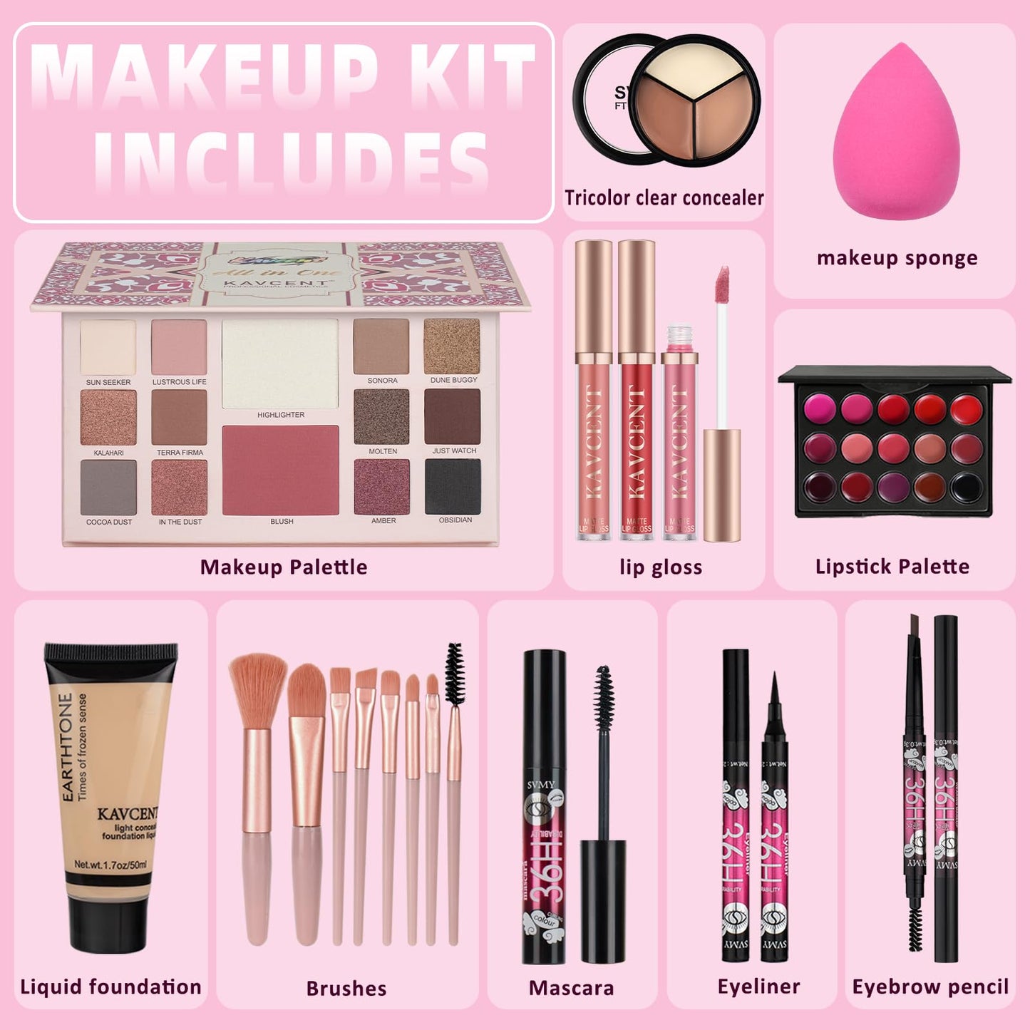 Makeup Set for Teens Women Makeup Kit for Women full Kit Makeup Gift Set for Teen Girls Christmas Eyeshadow Palette Teenagers Ma