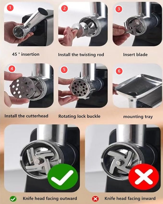 Electric Meat Grinder, Multifunctional Household Food Processing Machine, Stainless Steel White