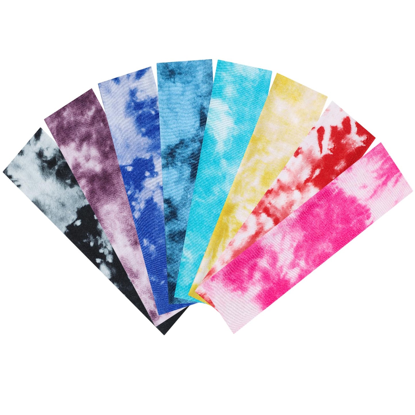 obeoby 8 Pack Headbands for Women, Tie Dye Hair Bands for Running Yoga Exercise Fashion Sweatbands